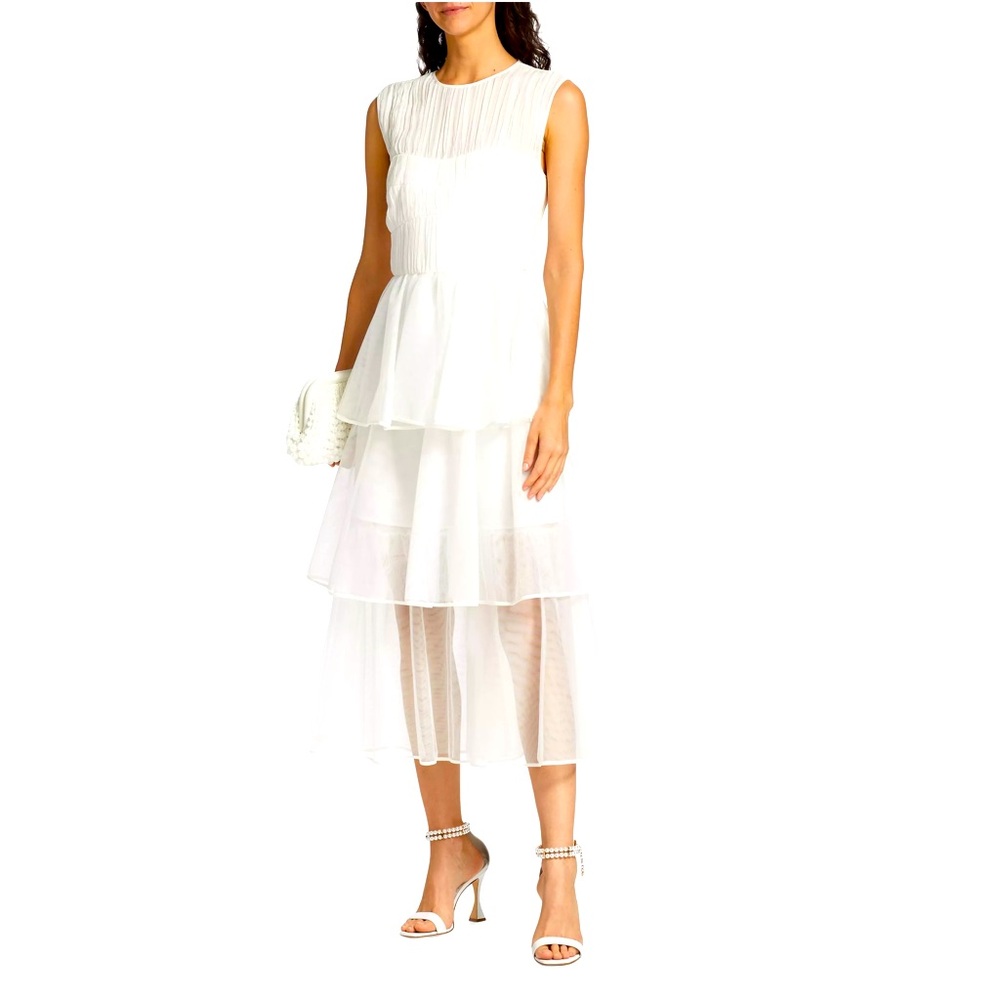 🆕#249 NWT~JONATHAN SIMKHAI Benton Tulle Plisse Midi Dress, Size 4
